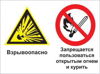 Кз 29 взрывоопасно - запрещается пользоваться открытым огнем и курить. (пленка, 400х300 мм) - Знаки безопасности - Комбинированные знаки безопасности - vektorb.ru