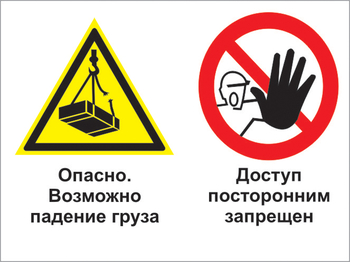 Кз 32 опасно - возможно падение груза. доступ посторонним запрещен. (пленка, 400х300 мм) - Знаки безопасности - Комбинированные знаки безопасности - vektorb.ru